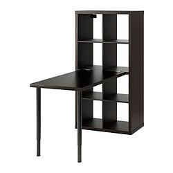 KALLAX/LINNMON, workstation, Black / black-brown