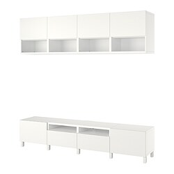 BESTÅ, mueble TV con estantería, Blanco / Laxviken blanco