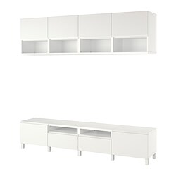 BESTÅ, mueble TV con estantería, Blanco / Västerviken blanco