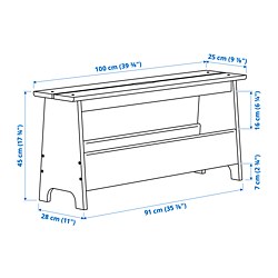 Measurement Illustration - PERJOHAN bench with storage