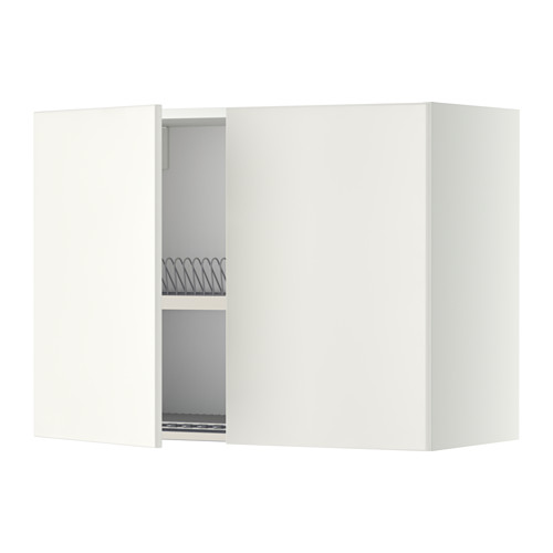 Mueble de cocina blanco METOD, cuadrado, acabado liso, 2 puertas con 1 estante, actúa como escurridor de platos.