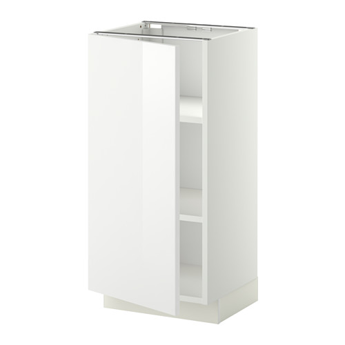 Un mueble de cocina METOD blanco con acabado brillante, forma rectangular y estantes ajustables. Tiene un diseño moderno y una construcción robusta.
