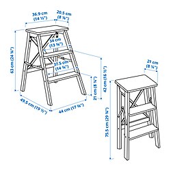 Measurement Illustration - BEKVÄM stepladder, 3 steps
