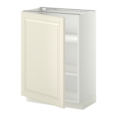 Un mueble de cocina METOD blanco roto con una sola puerta y estantes ajustables.