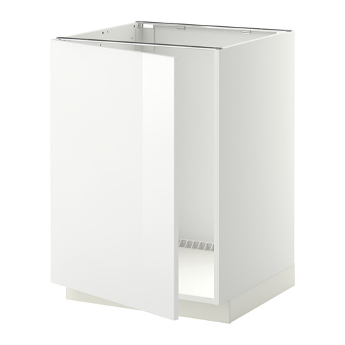 Mueble de cocina blanco, diseño moderno, alto brillo, forma cuadrada, sin tiradores.