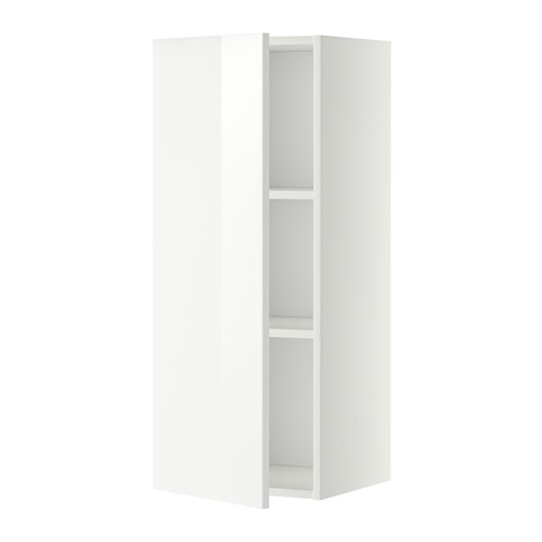 Mueble de cocina METOD blanco de alto brillo con estante ajustable.