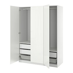PAX/GULLABERG, wardrobe combination, FARDAL high gloss white