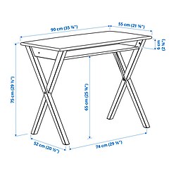 Ilustración de medidas - BOLLPOJKE/BLECKBERGET escritorio y silla