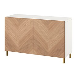BESTÅ, storage combination with doors, White / Hedeviken / Ösarp oak veneer