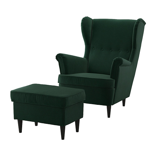 STRANDMON, armchair and ottoman. 1 of 7 open dialog