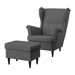 STRANDMON, armchair and ottoman, Nordvalla dark grey