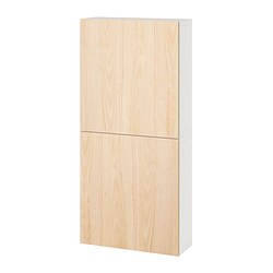 BESTÅ, wall cabinet with 2 doors, White / Fänrik ash