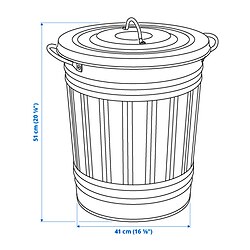 Measurement Illustration - KNODD bin with lid