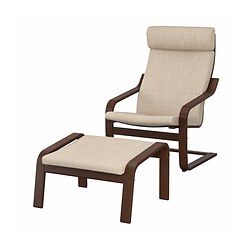 POÄNG, armchair and ottoman, Hillared beige