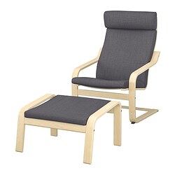 POÄNG, sillón y reposapiés, Skiftebo gris oscuro