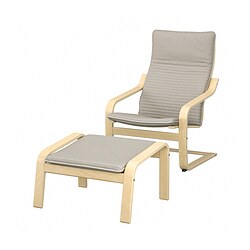 POÄNG, sillón y reposapiés, Knisa beige claro