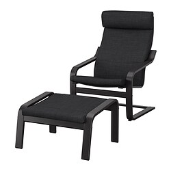 POÄNG, armchair and ottoman, Hillared anthracite