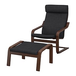 POÄNG, armchair and ottoman, Hillared anthracite