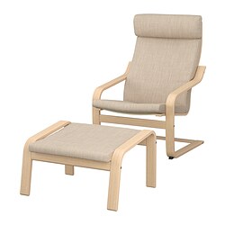POÄNG, sillón y reposapiés, Hillared beige