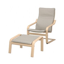 POÄNG, sillón y reposapiés, Knisa beige claro
