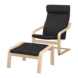 POÄNG, sillón y reposapiés, Hillared antracita