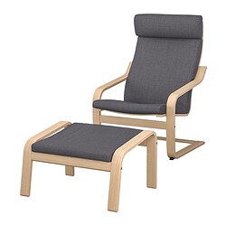 POÄNG, sillón y reposapiés, Skiftebo gris oscuro