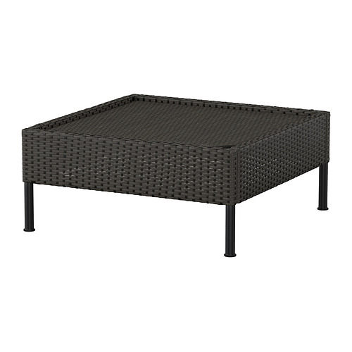 VITTSKÄR mesa de patio cuadrada negra, mimbre, robusta, diseño moderno.