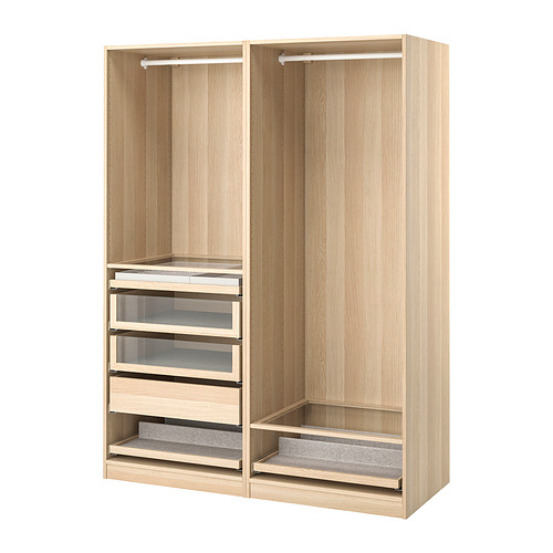Armario PAX de roble claro, diseño moderno, cajones y estantes.