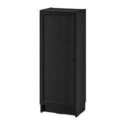 BILLY/OXBERG, librería con puerta, Negro efecto de roble