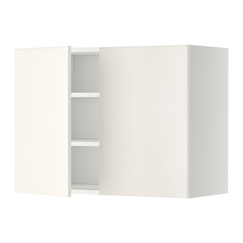 Mueble de pared METOD blanco, diseño de cocina moderno, dos puertas, acabado liso.