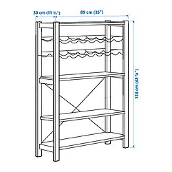 Measurement Illustration - IVAR shelving unit with bottle racks