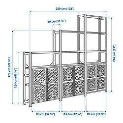 Measurement Illustration - IVAR shelf unit with doors