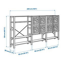 Measurement Illustration - IVAR shelf unit with doors