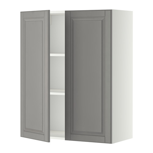 Mueble de cocina abierto gris, diseño moderno, dos puertas, estante ajustable, garantía de 25 años.