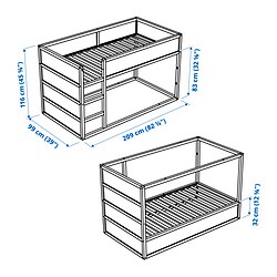 Ilustración de medidas - KURA cama reversible