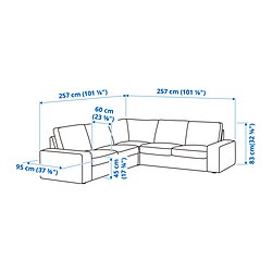 Ilustración de medidas - KIVIK sofá 4 plazas esquina