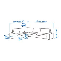 Ilustración de medidas - KIVIK sofá 5 plazas esquina