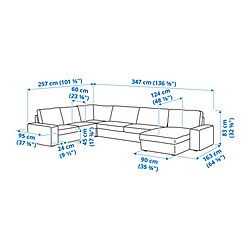 Ilustración de medidas - KIVIK sofá 5 plazas chaiselongue esquina 