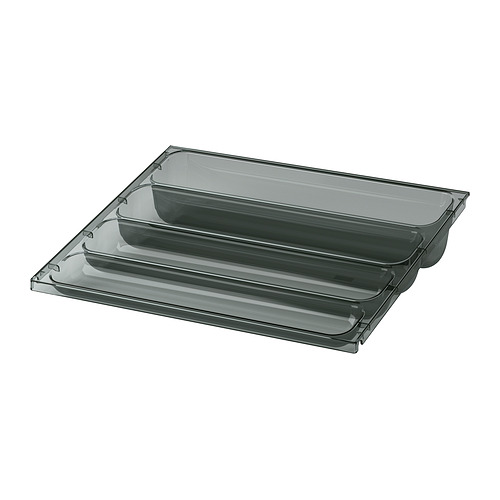 Bandeja VISSLAÅN , transparente, 3 niveles, plástico transparente oscuro, organizador de armarios.