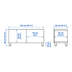 Measurement Illustration - BESTÅ TV unit with doors