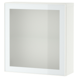 BESTÅ, estante pared con puerta, Blanco / Glassvik blanco-verde claro vidrio esmerilado