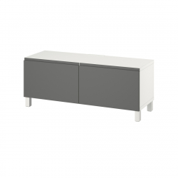 BESTÅ, TV bench with doors, White / Lappviken dark gray