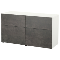 BESTÅ, storage combination with drawer runner, push-open, White / Kallviken light grey concrete effect