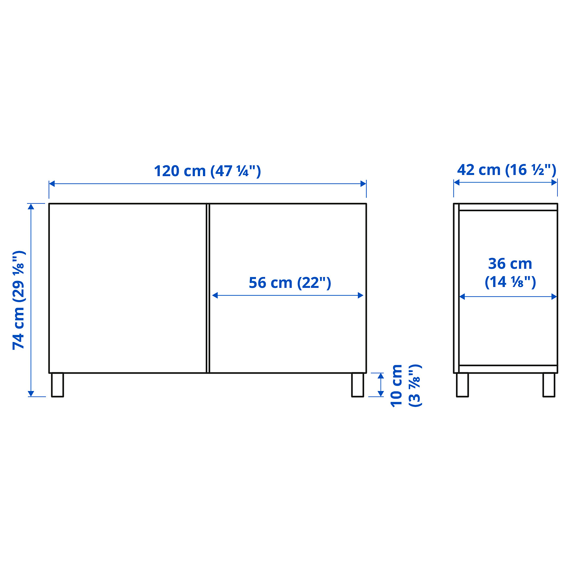 Measurement Illustration - BESTÅ storage combination with doors