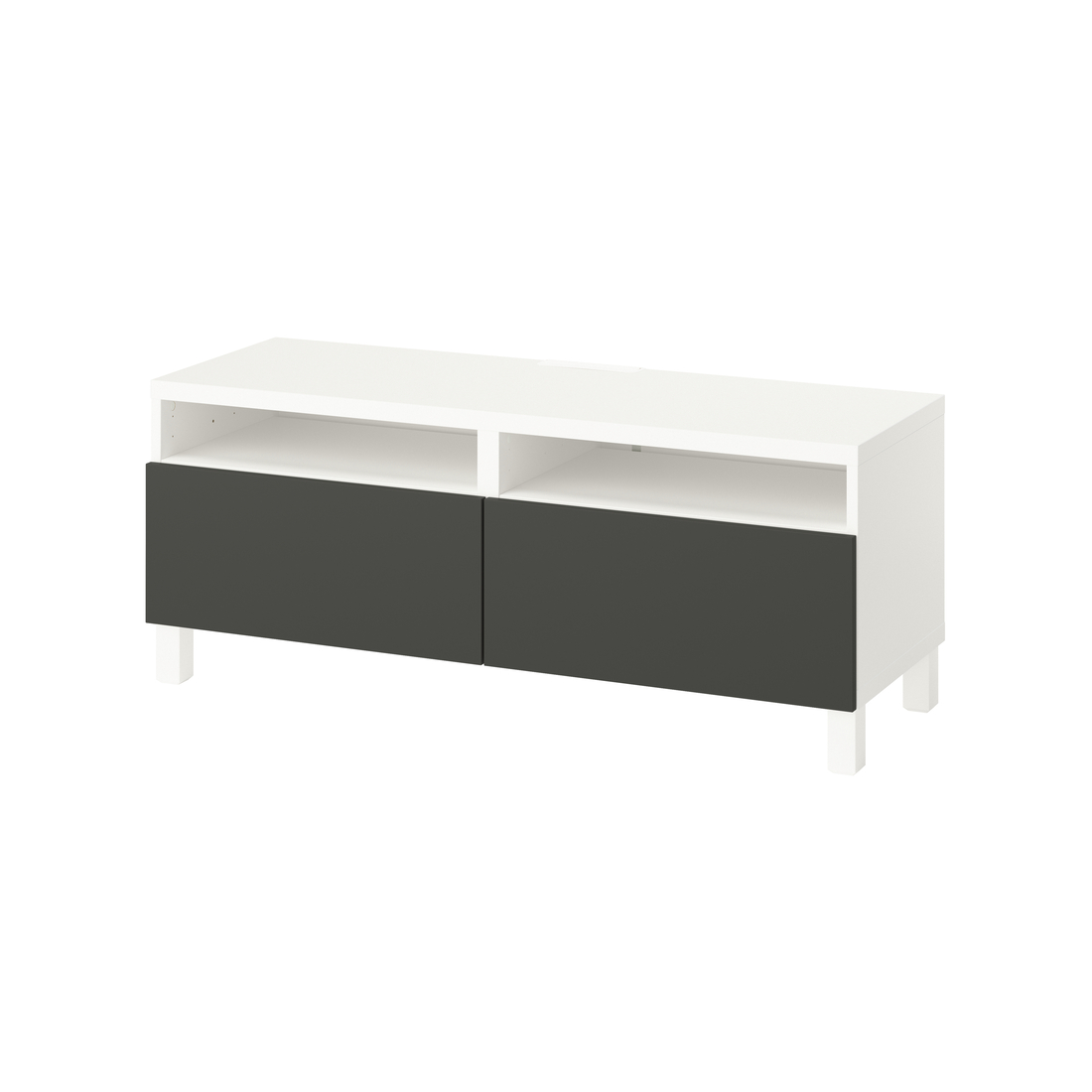 BESTÅ, TV bench with drawer runner, soft-closing, White / Lappviken dark gray