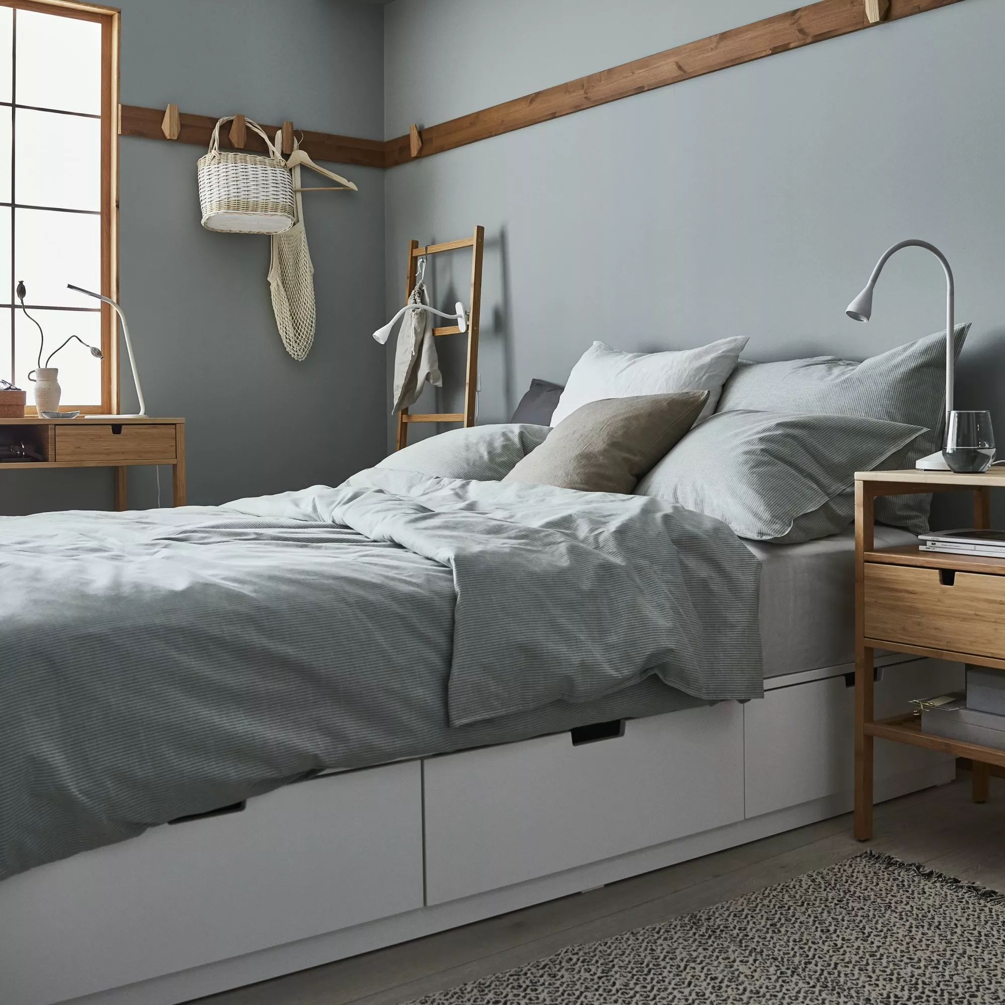 IKEA Ibiza - NORDLI bed with 6 storage boxes, white, 140x200 cm