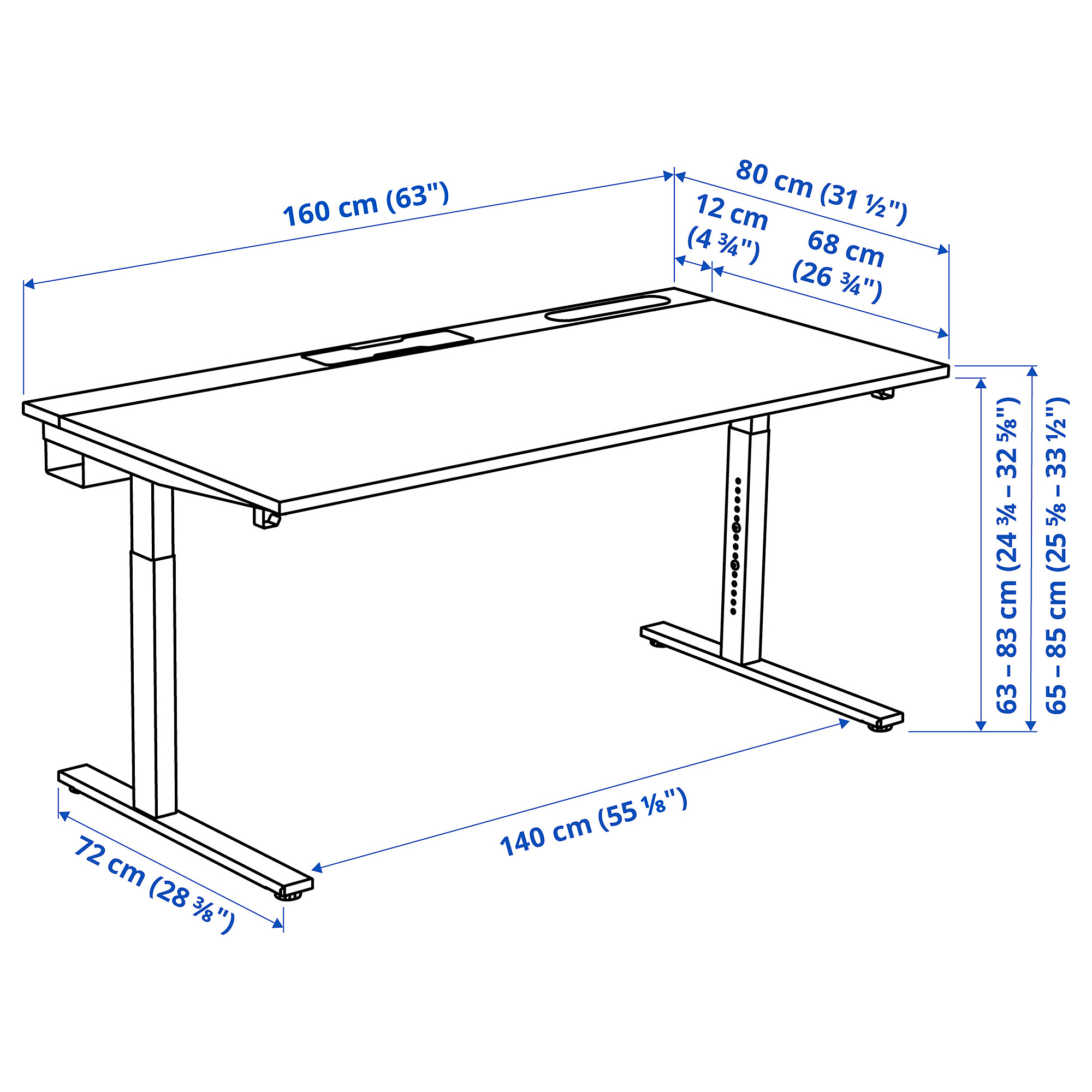 Measurement Illustration - MITTZON desk