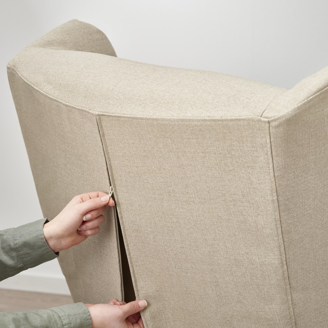 STRANDMON, wing chair with extra slipcover 4 of 5 open dialog