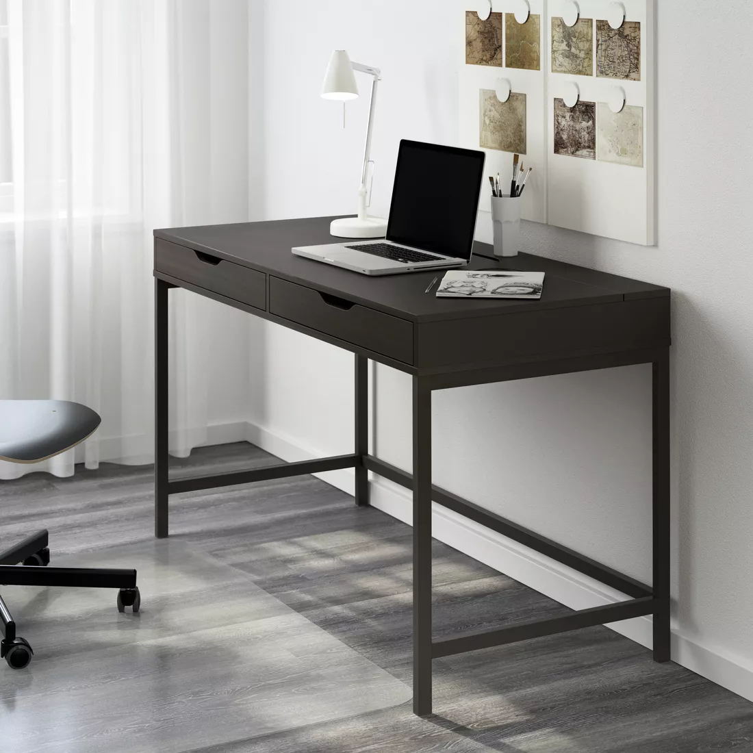 IKEA Mallorca - ALEX desk, black-brown, 132x58 cm
