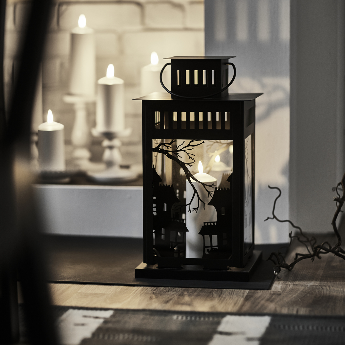 KUSTFYR, lantern for pillar candle, in/out. 4 of 5 open dialog